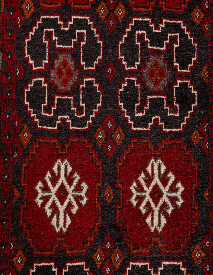 Detail image of 2' 7 x 10' 1  Hand Knotted Afghan Ersari Wool Runner Rug