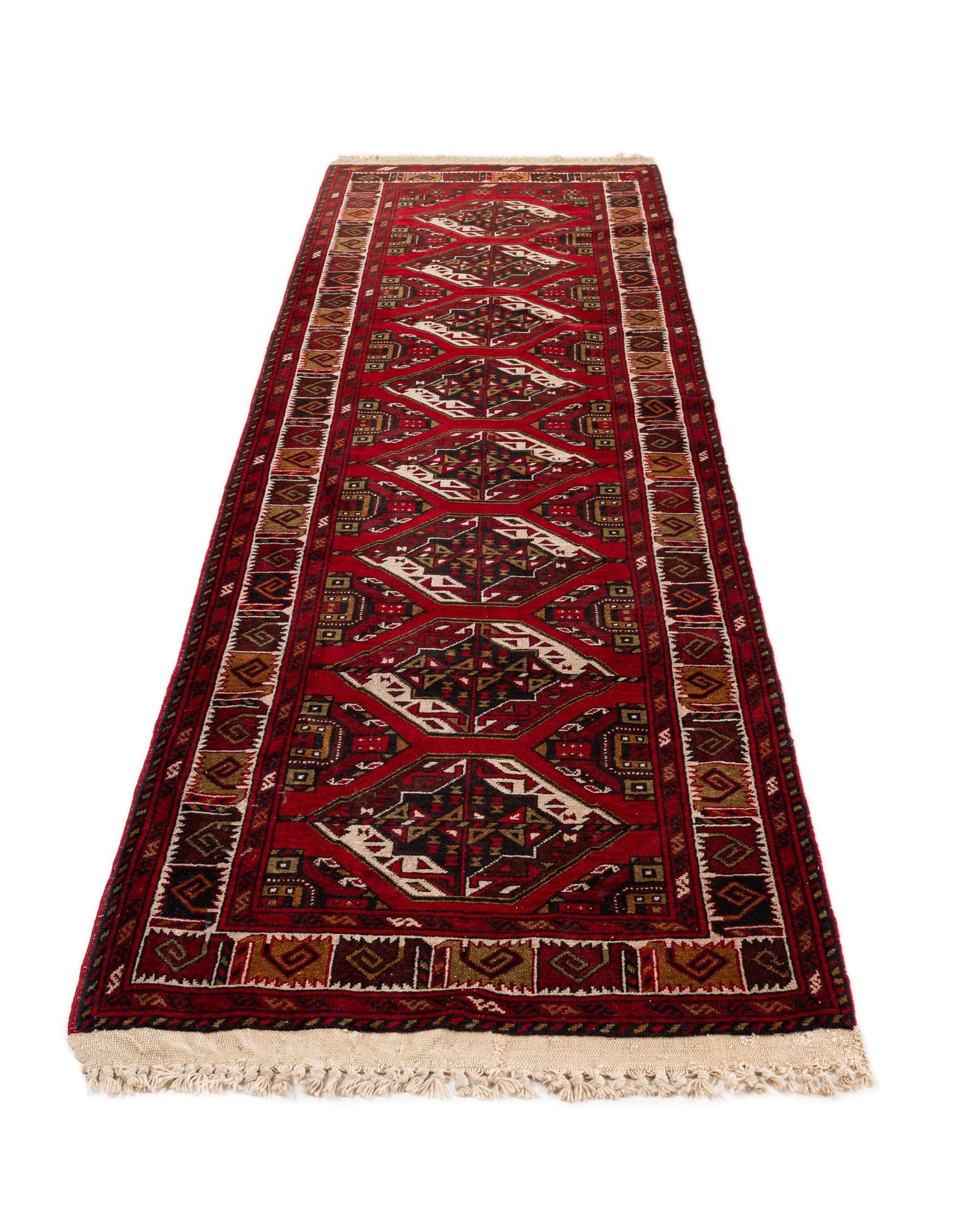 2' 9 x 9' 10 Hand Knotted Afghan Ersari Wool Runner Rug