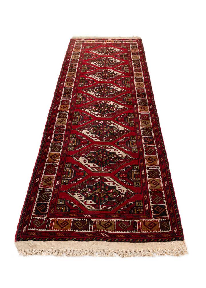 2' 9 x 9' 10 Hand Knotted Afghan Ersari Wool Runner Rug