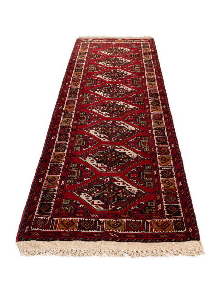 Detail image of 2' 9 x 9' 10 Hand Knotted Afghan Ersari Wool Runner Rug