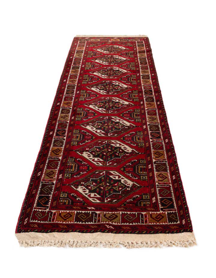 2' 9 x 9' 10 Hand Knotted Afghan Ersari Wool Runner Rug