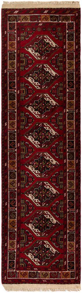 2' 9 x 9' 10 Hand Knotted Afghan Ersari Wool Runner Rug