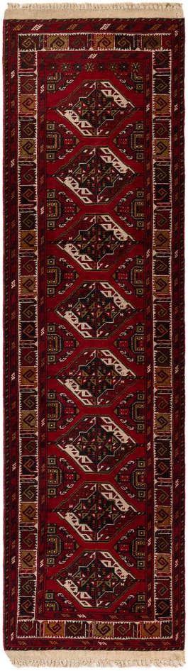 Detail image of 2' 9 x 9' 10 Hand Knotted Afghan Ersari Wool Runner Rug