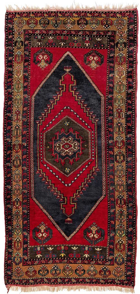 3' 7 x 7' 2 Hand Knotted Anatolian Oriental Wool Runner Rug