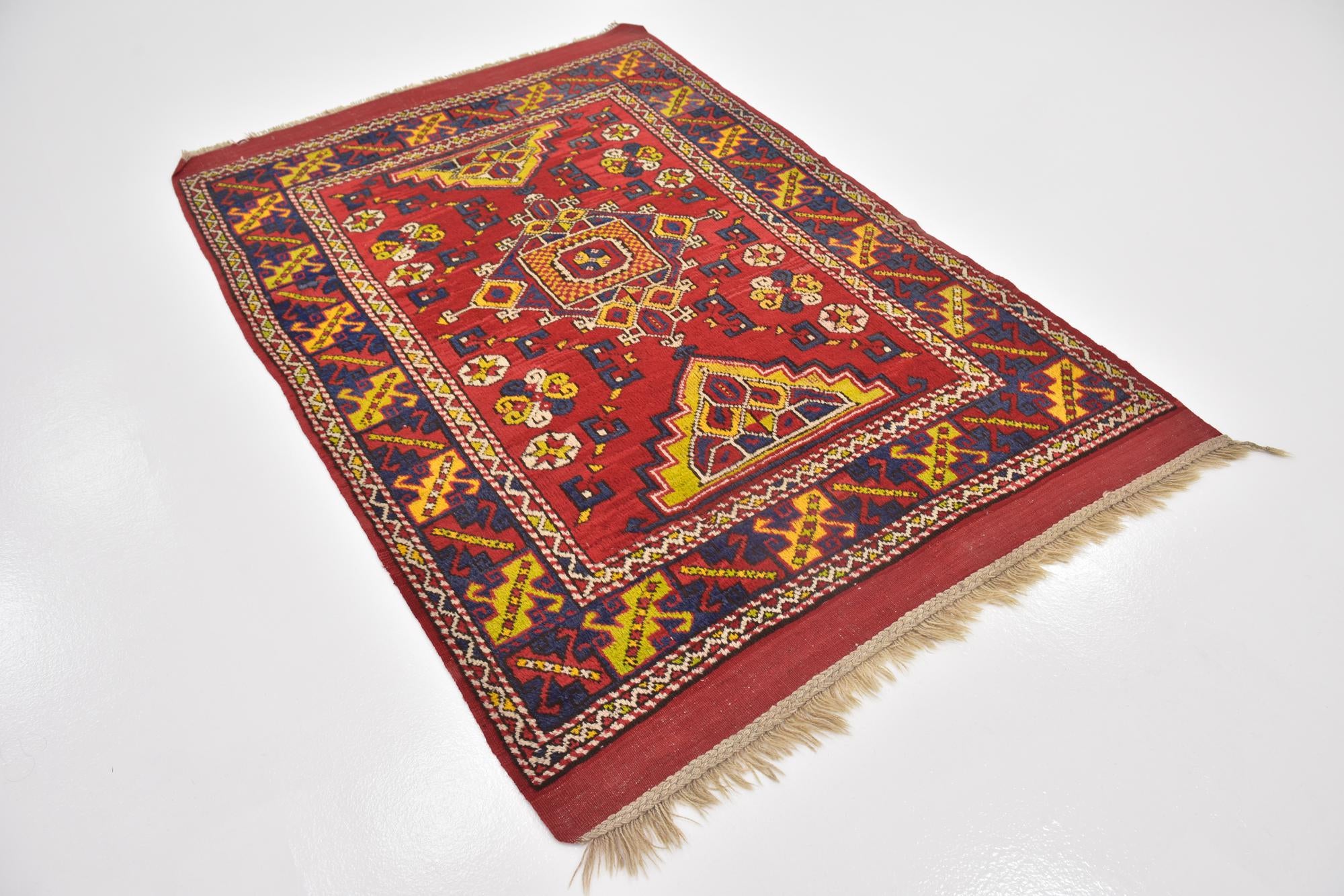 4' 7 x 7' Hand Knotted Anatolian Oriental Wool Runner Rug