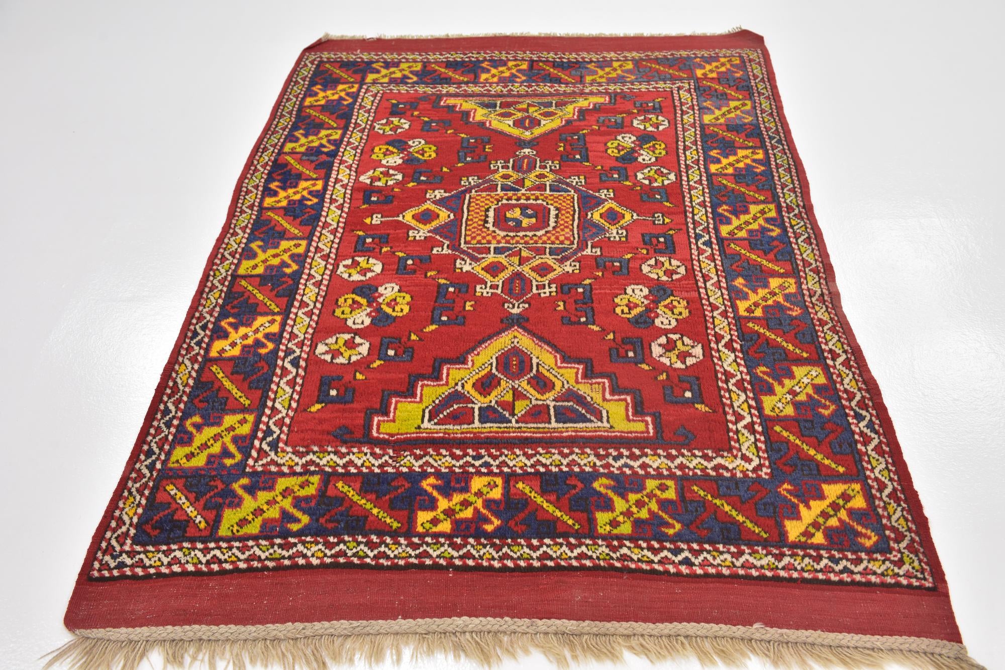 4' 7 x 7' Hand Knotted Anatolian Oriental Wool Runner Rug