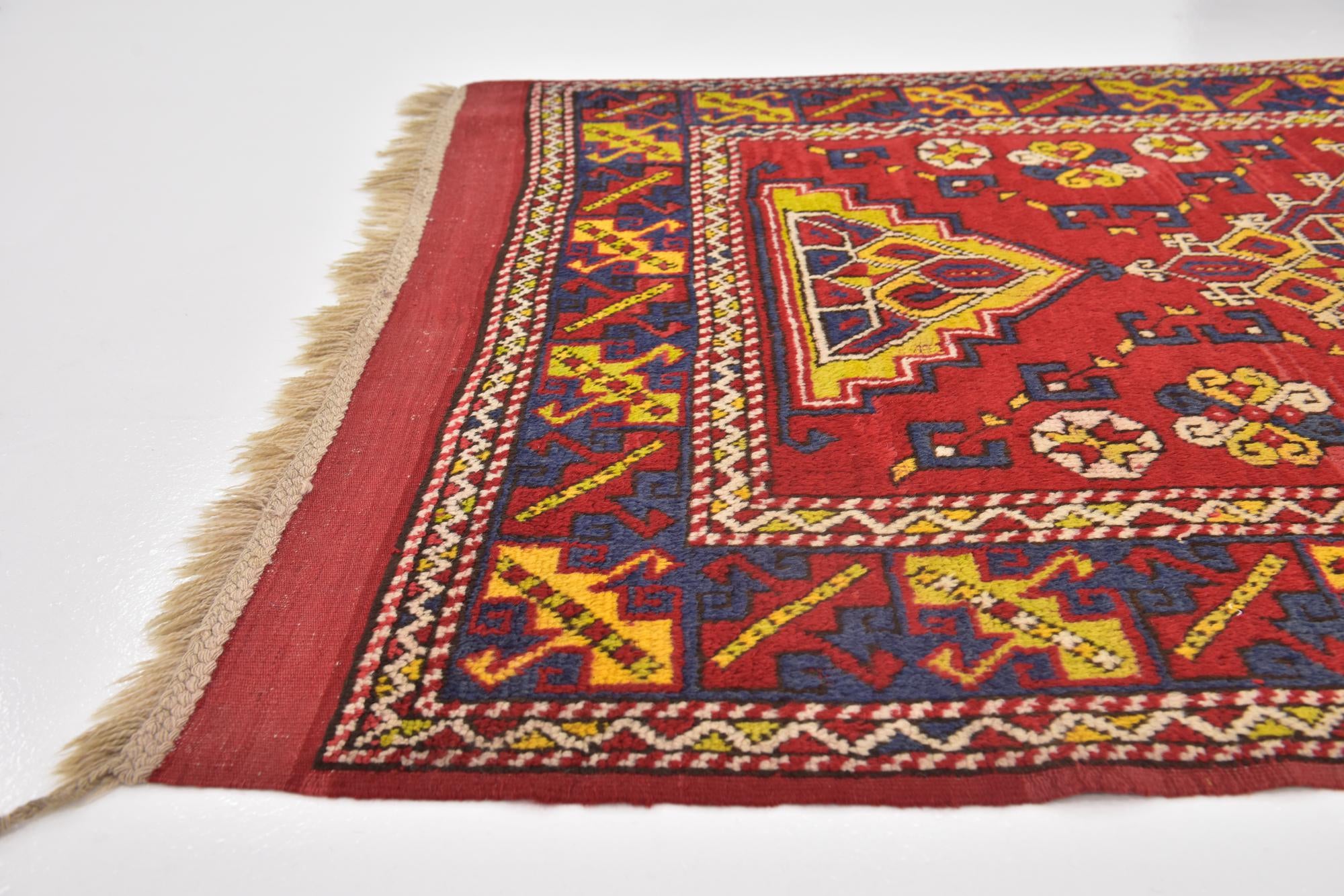 4' 7 x 7' Hand Knotted Anatolian Oriental Wool Runner Rug