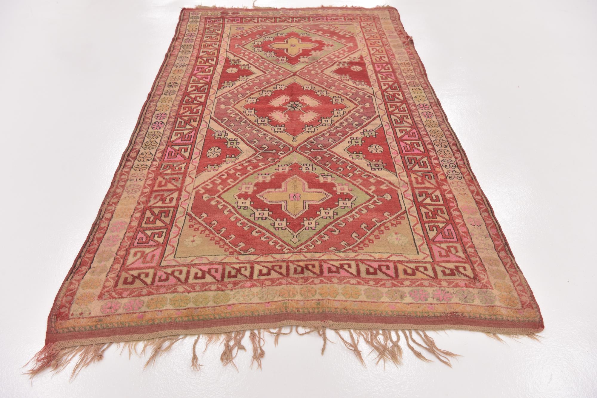 4' 6 x 7' 9 Hand Knotted Anatolian Oriental Wool Runner Rug
