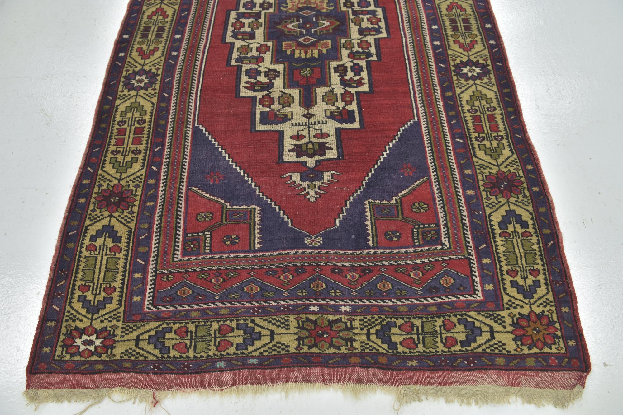 4' 4 x 7' 7 Hand Knotted Anatolian Oriental Wool Runner Rug