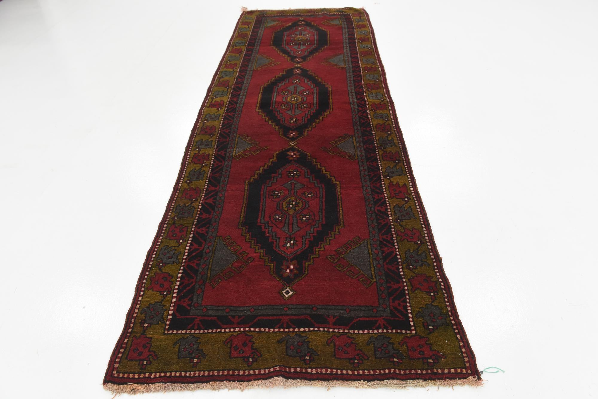 3' 9 x 11' 6 Hand Knotted Anatolian Wool Runner Rug