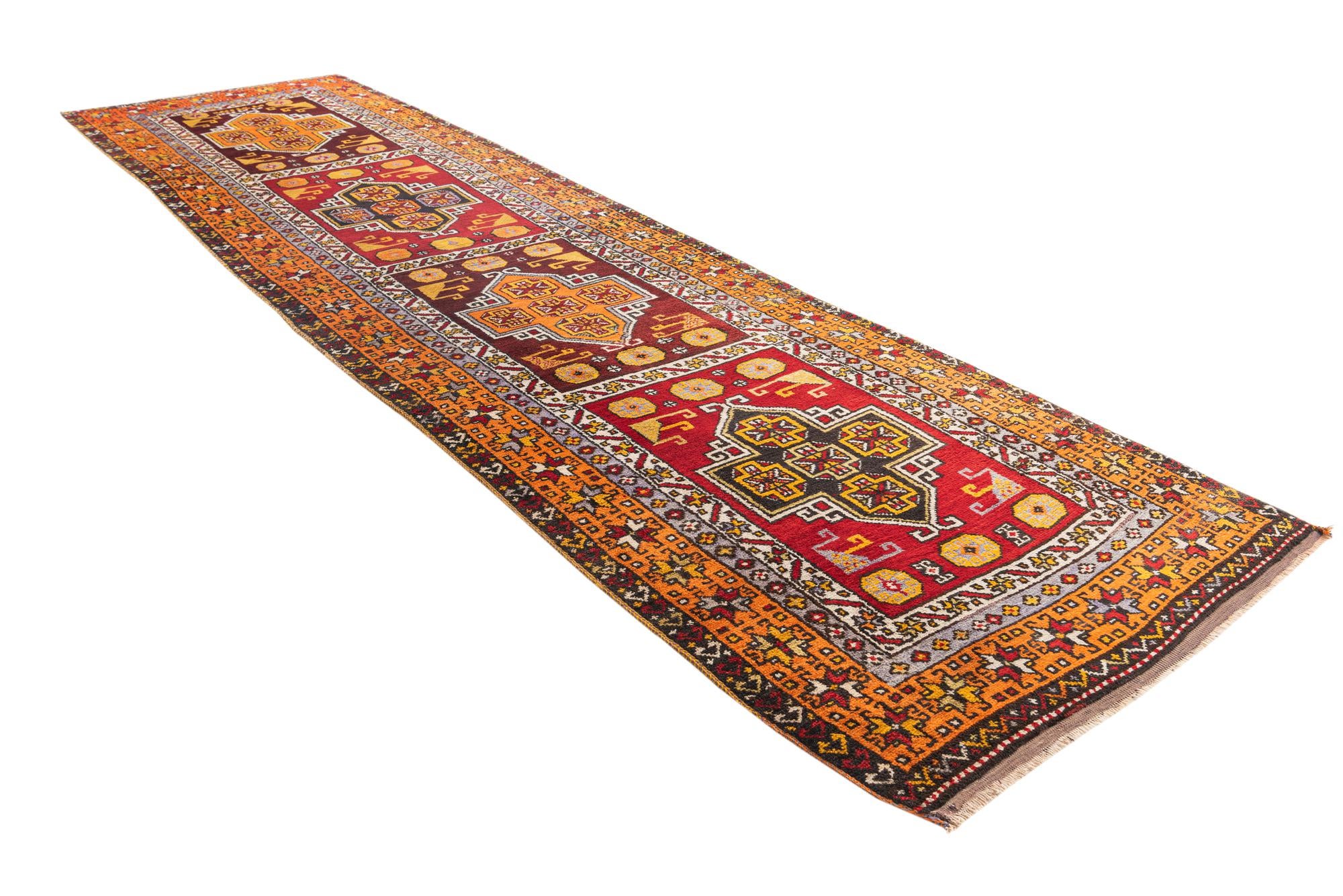 4' 4 x 15' 4 Hand Knotted Anatolian Oriental Wool Runner Rug