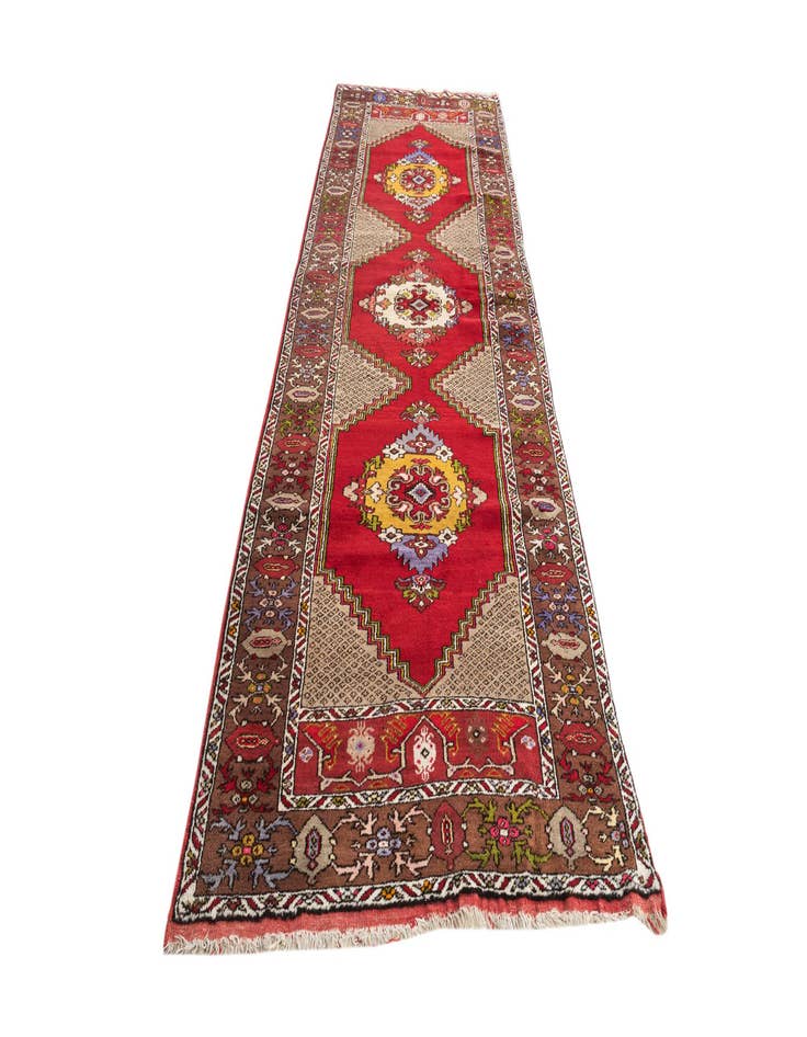 Detail image of 3' 6 x 10' 8  Hand Knotted Anatolian Oriental Wool Runner Rug