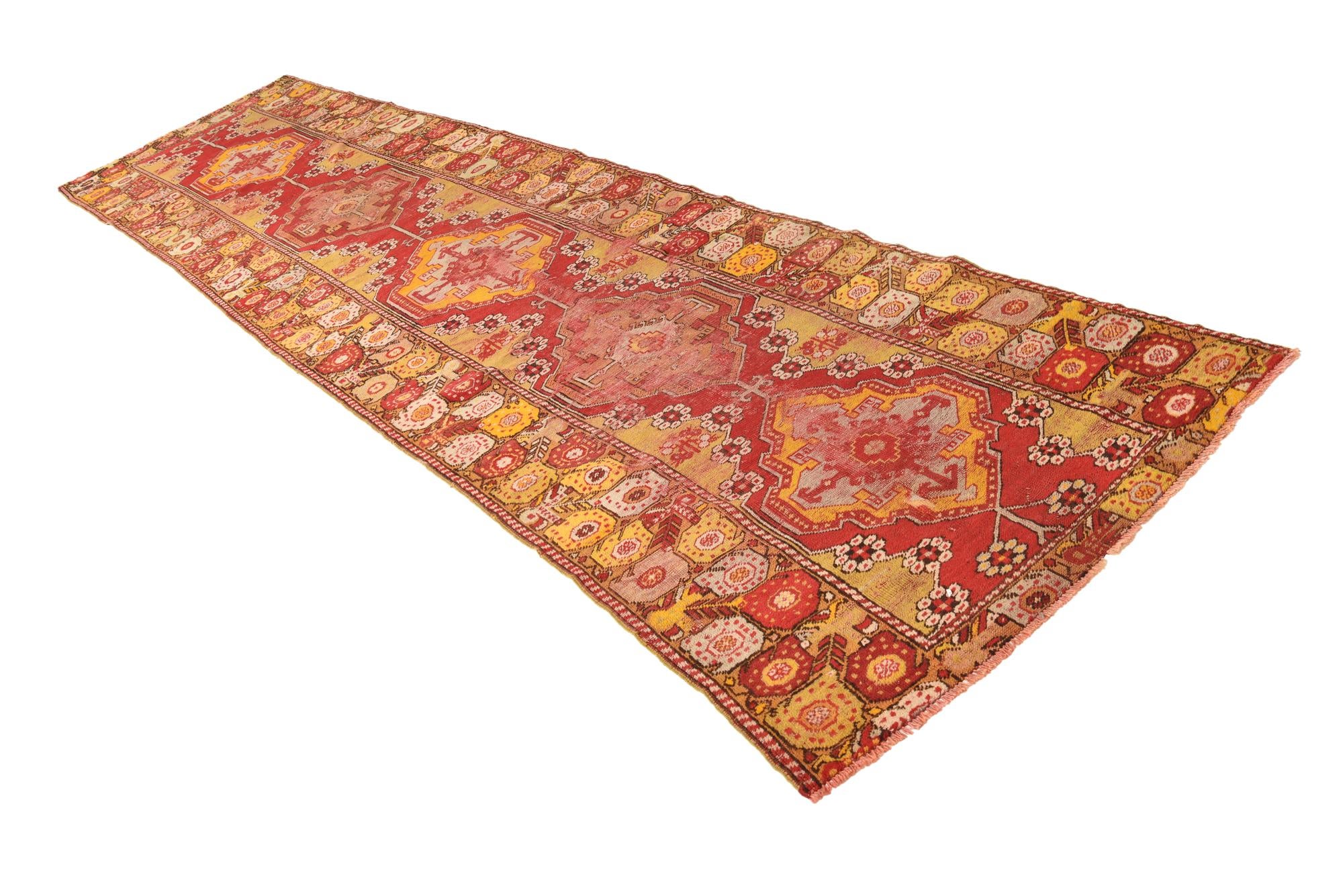 3' 5 x 14' 2 Hand Knotted Anatolian Oriental Wool Runner Rug
