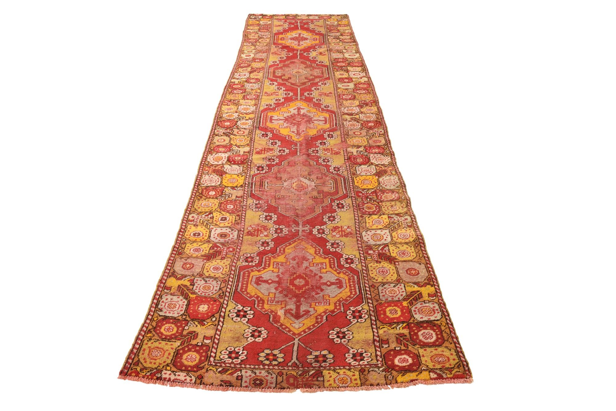 3' 5 x 14' 2 Hand Knotted Anatolian Oriental Wool Runner Rug
