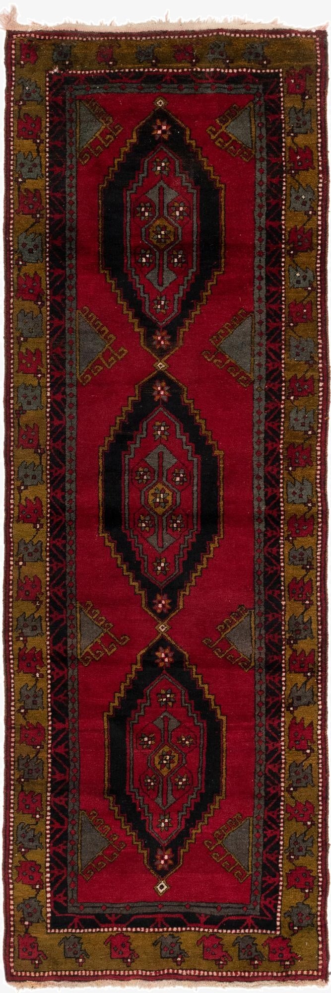 3' 9 x 11' 6  Hand Knotted Anatolian Wool Runner Rug