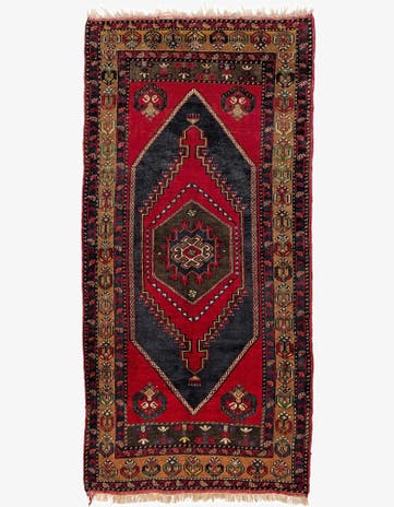 3' 7 x 7' 2 Hand Knotted Anatolian Oriental Wool Runner Rug