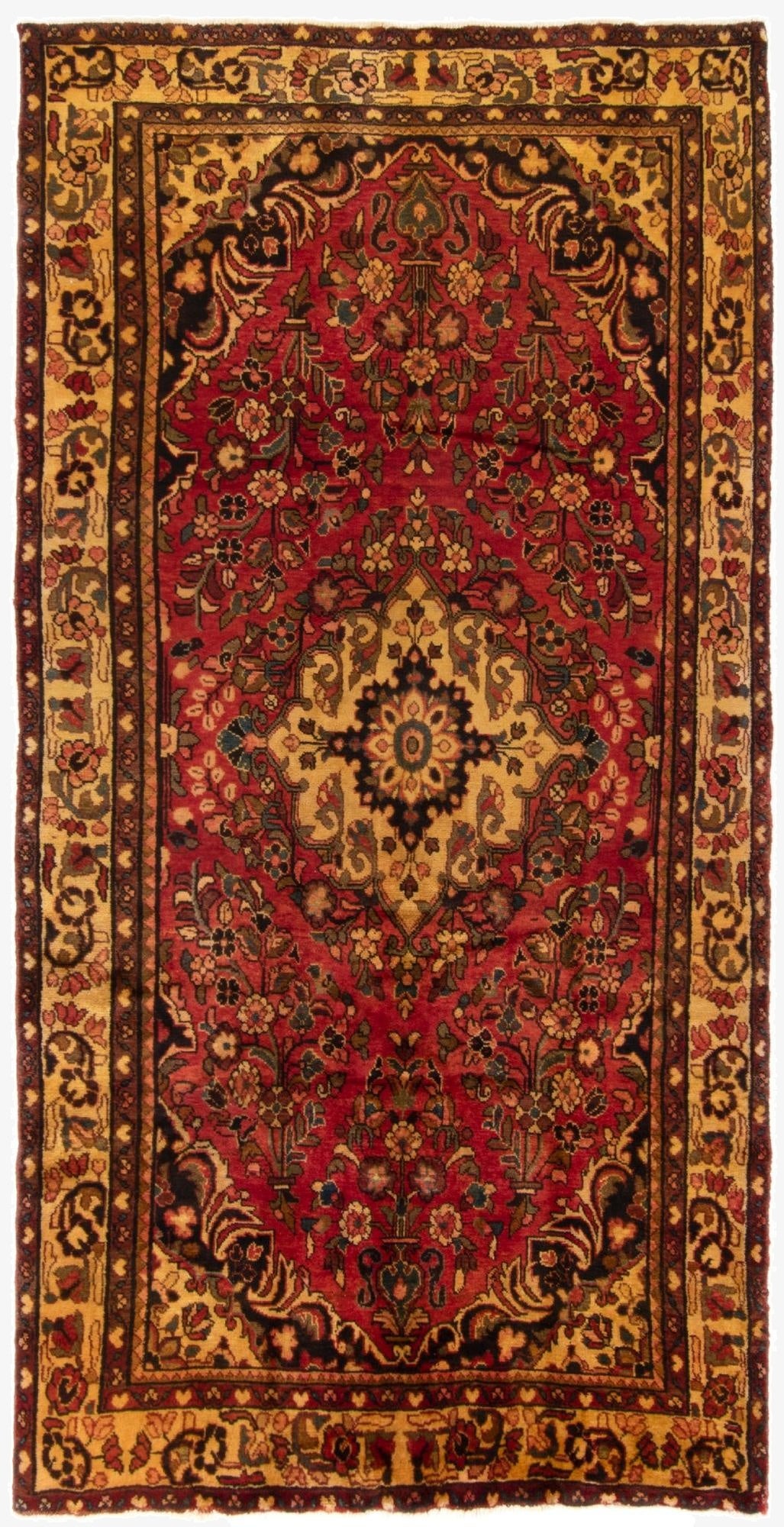 4' 9 x 9' 9  Hand Knotted Bachtiar Persian Wool Runner Rug
