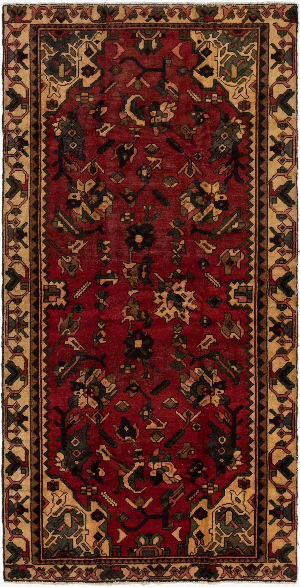 4' 8 x 9' 6  Hand Knotted Bakhtiar Persian Wool Runner Rug