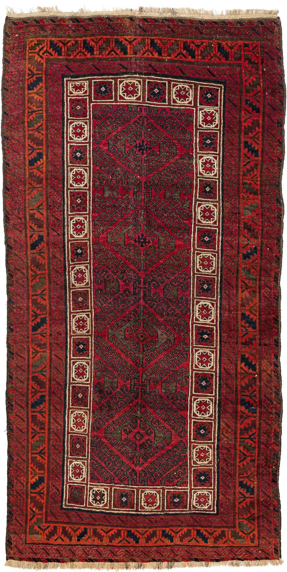 4' 3 x 8' 4 Hand Knotted Balouch Oriental Wool Runner Rug