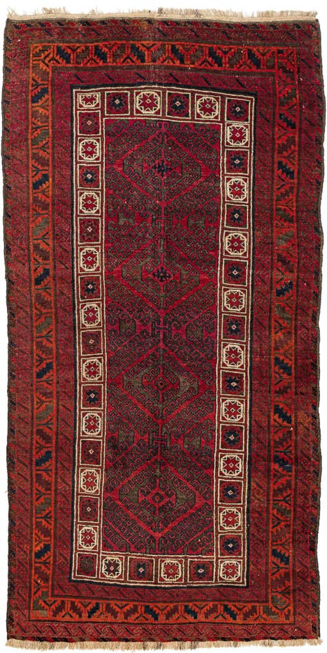 Detail image of 4' 3 x 8' 4 Hand Knotted Balouch Oriental Wool Runner Rug