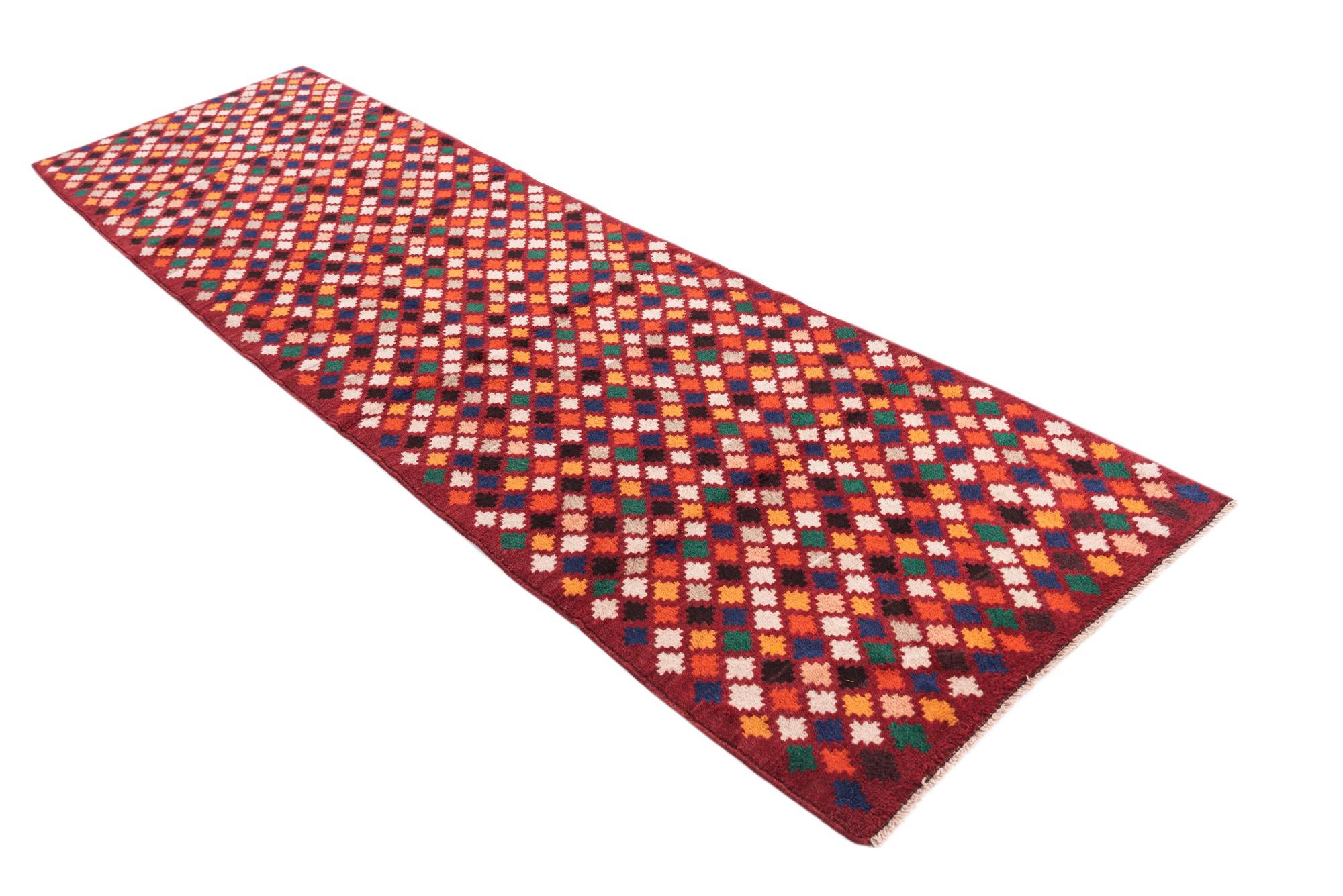 2' 9 x 9' 5 Hand Knotted Balouch Wool Runner Rug