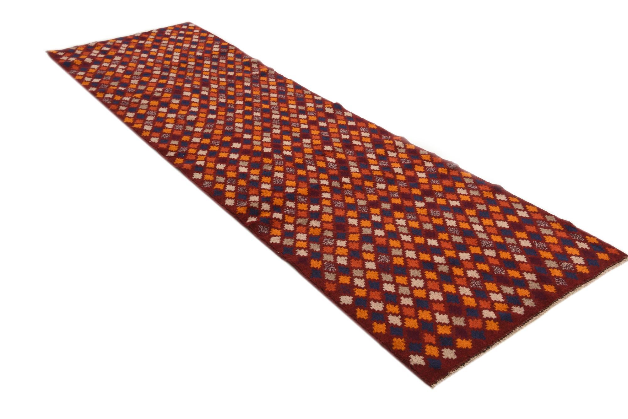 2' 9 x 9' 5 Hand Knotted Balouch Wool Runner Rug