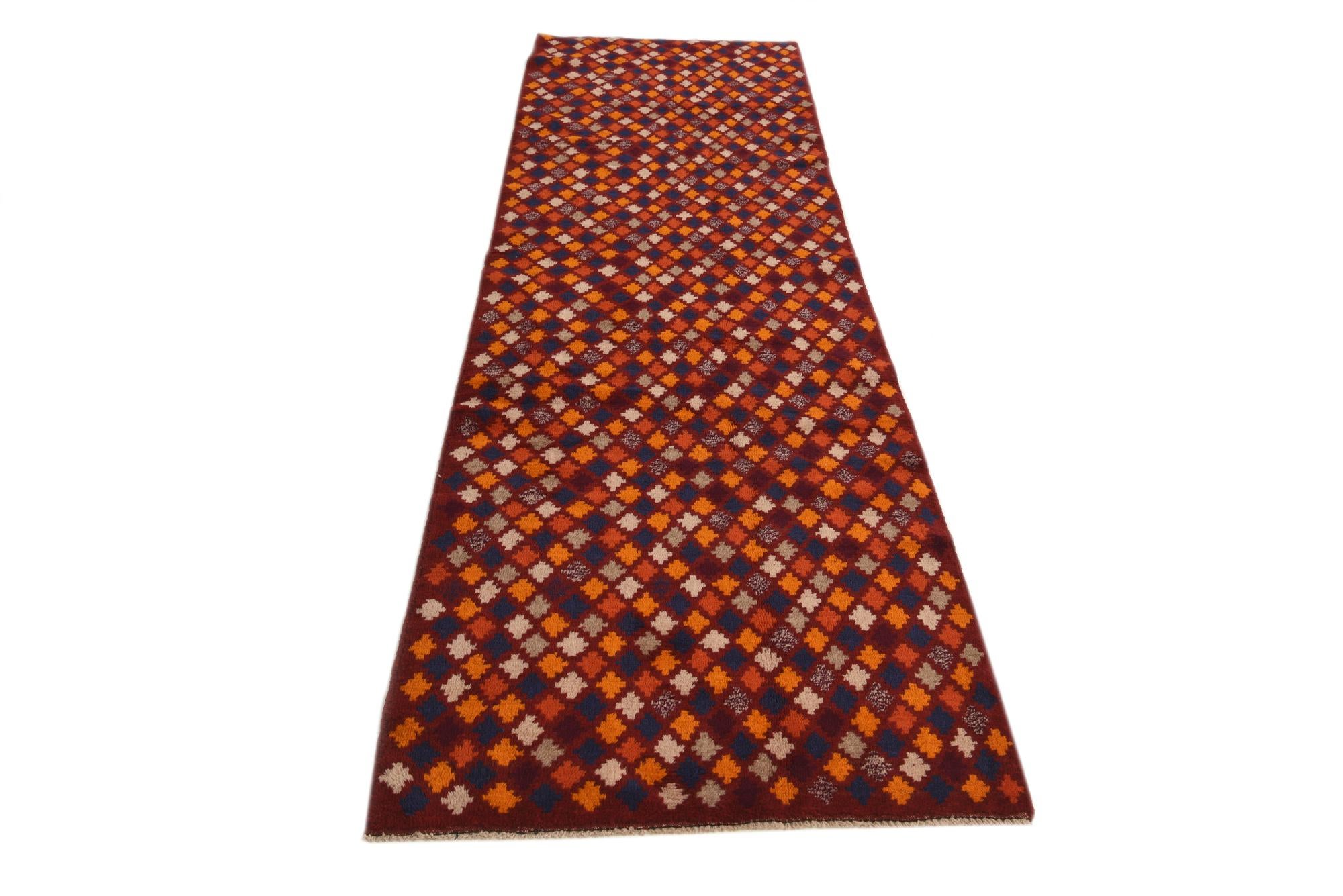 2' 9 x 9' 5 Hand Knotted Balouch Wool Runner Rug