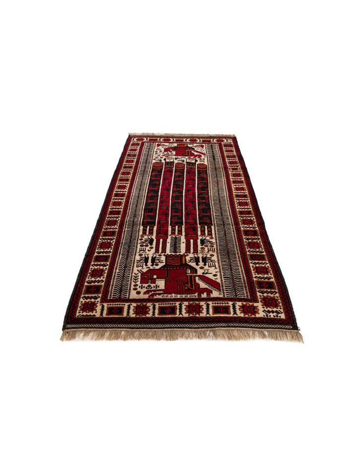3' 9 x 7' 6 Hand Knotted Balouch Persian Wool Runner Rug