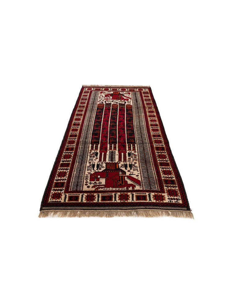 Detail image of 3' 9 x 7' 6 Hand Knotted Balouch Persian Wool Runner Rug