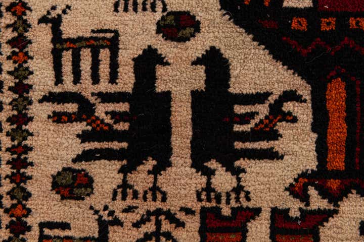 3' 9 x 7' 6 Hand Knotted Balouch Persian Wool Runner Rug
