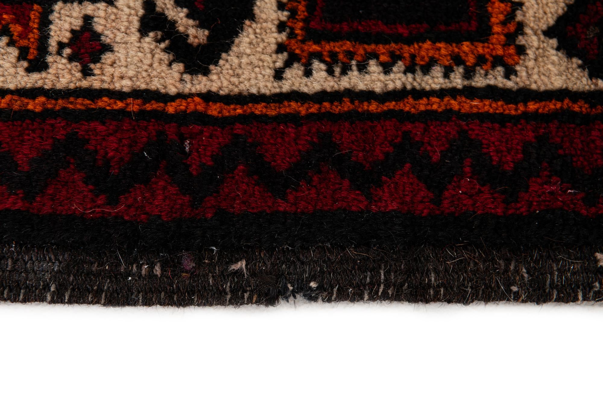 3' 9 x 7' 6 Hand Knotted Balouch Persian Wool Runner Rug