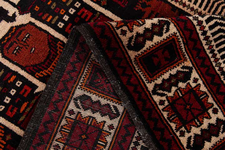 3' 9 x 7' 6 Hand Knotted Balouch Persian Wool Runner Rug