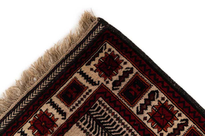 3' 9 x 7' 6 Hand Knotted Balouch Persian Wool Runner Rug