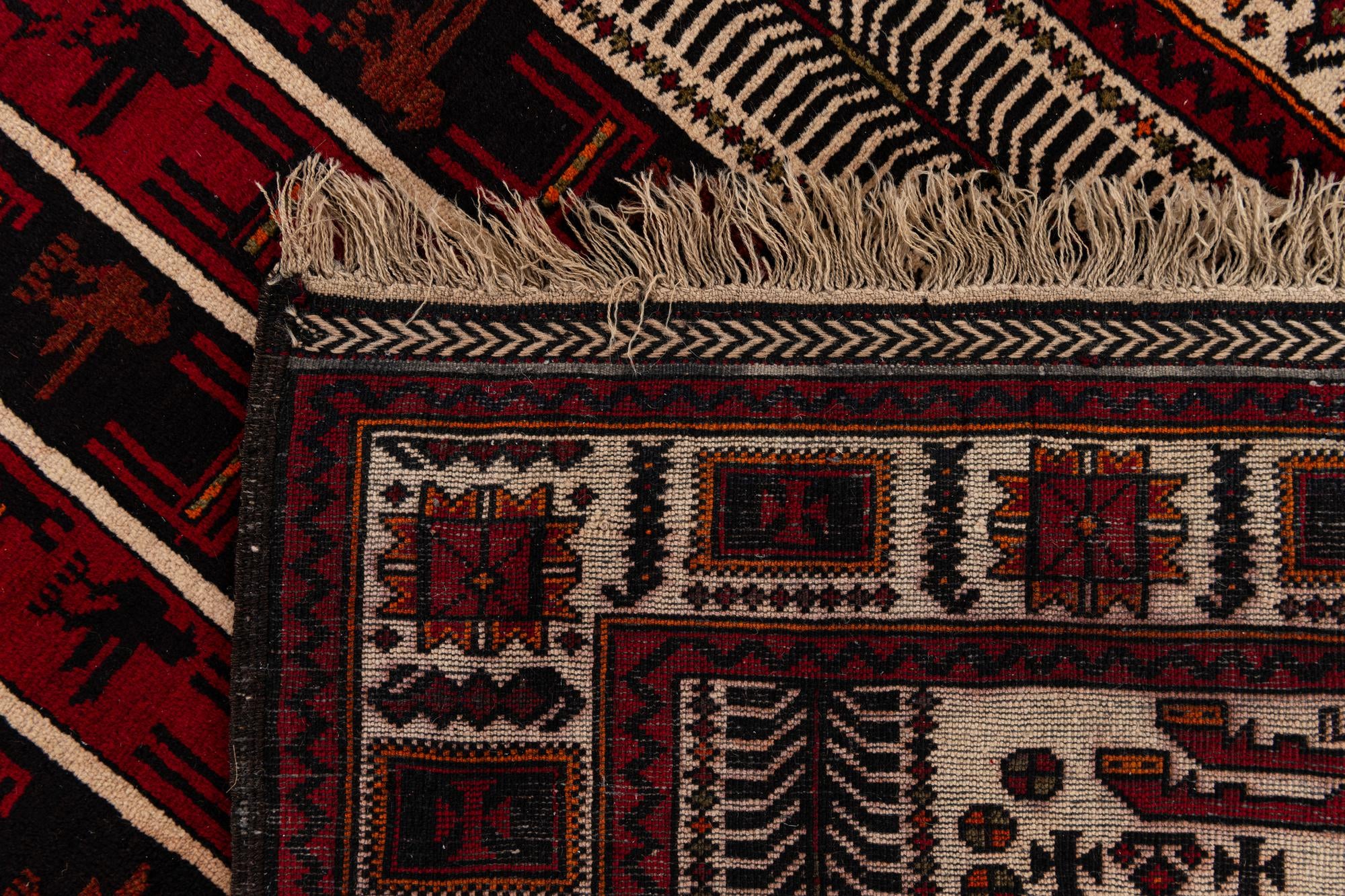 3' 9 x 7' 6 Hand Knotted Balouch Persian Wool Runner Rug