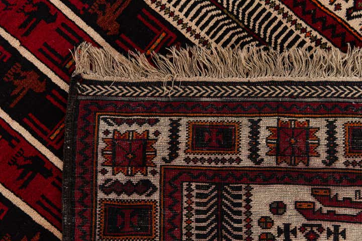 3' 9 x 7' 6 Hand Knotted Balouch Persian Wool Runner Rug