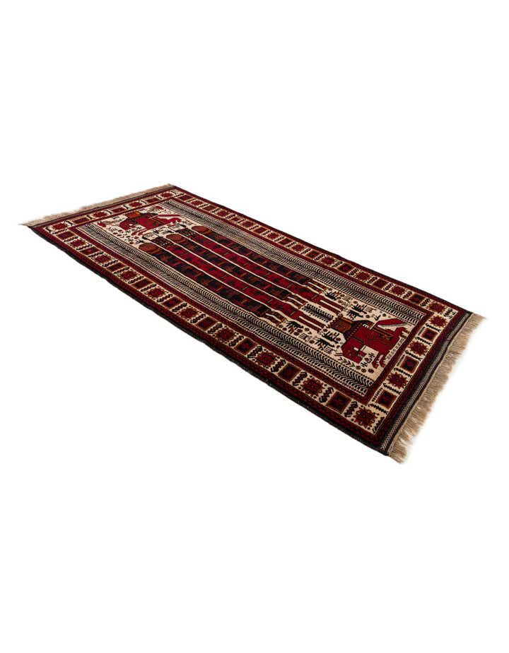 3' 9 x 7' 6 Hand Knotted Balouch Persian Wool Runner Rug