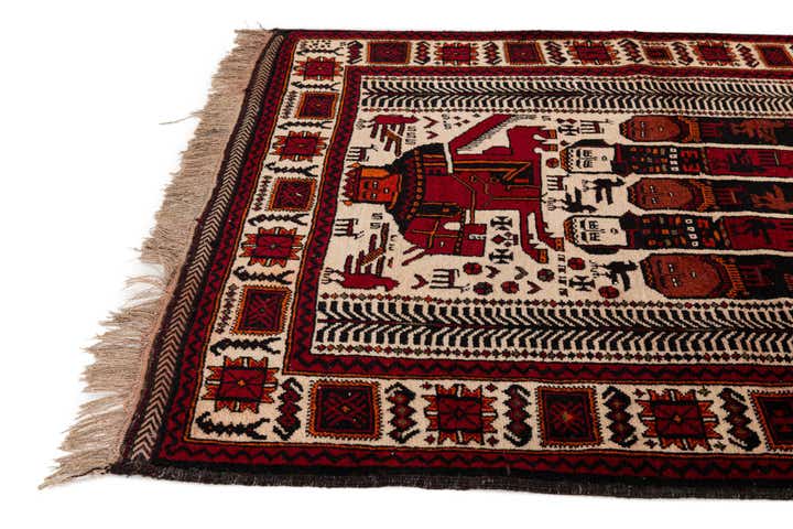 3' 9 x 7' 6 Hand Knotted Balouch Persian Wool Runner Rug