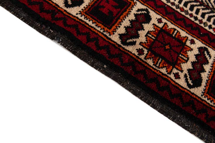 Detail image of 3' 9 x 7' 6 Hand Knotted Balouch Persian Wool Runner Rug