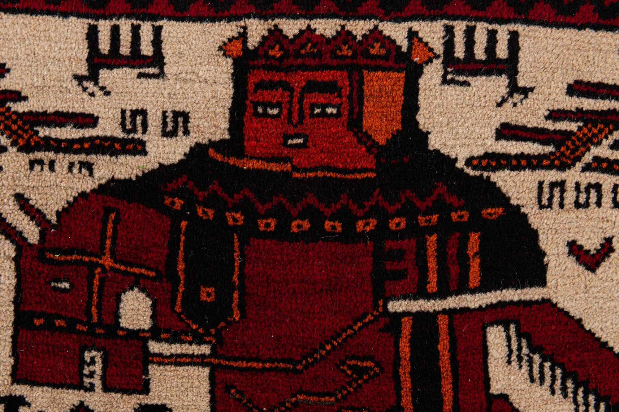 3' 9 x 7' 6 Hand Knotted Balouch Persian Wool Runner Rug