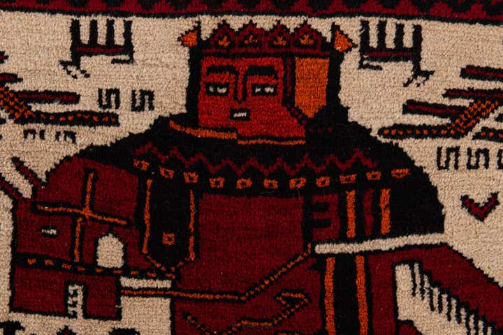 3' 9 x 7' 6 Hand Knotted Balouch Persian Wool Runner Rug