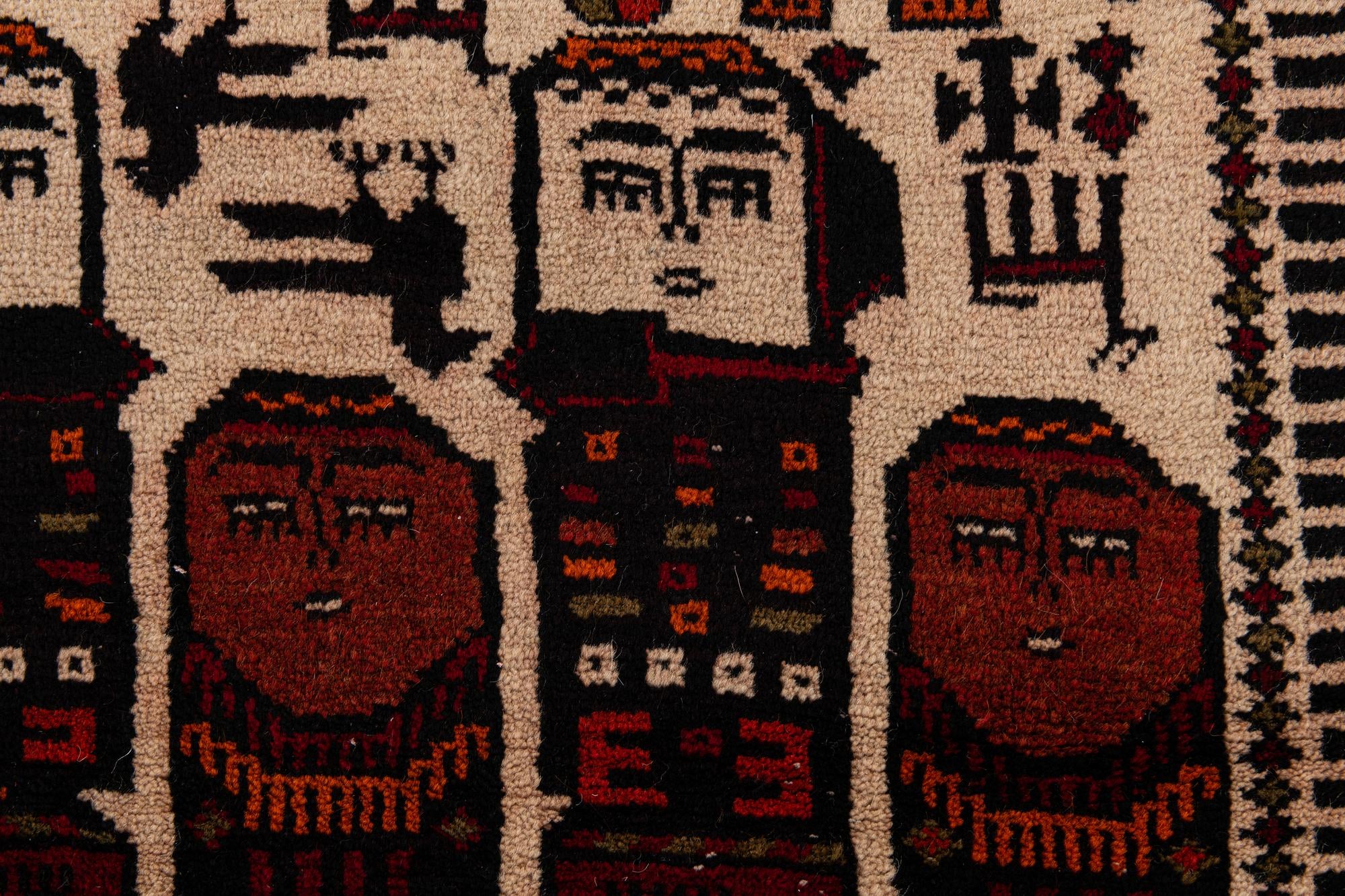 3' 9 x 7' 6 Hand Knotted Balouch Persian Wool Runner Rug