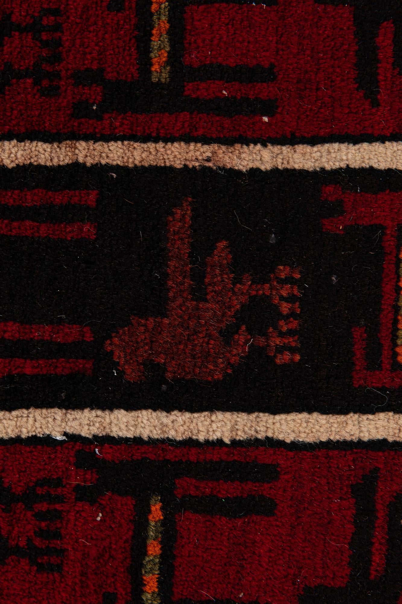 3' 9 x 7' 6 Hand Knotted Balouch Persian Wool Runner Rug