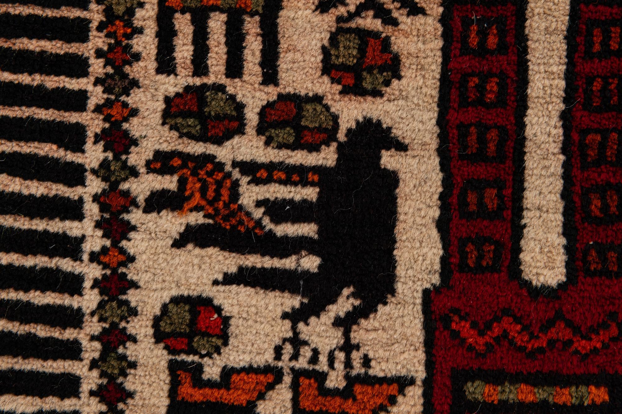 3' 9 x 7' 6 Hand Knotted Balouch Persian Wool Runner Rug