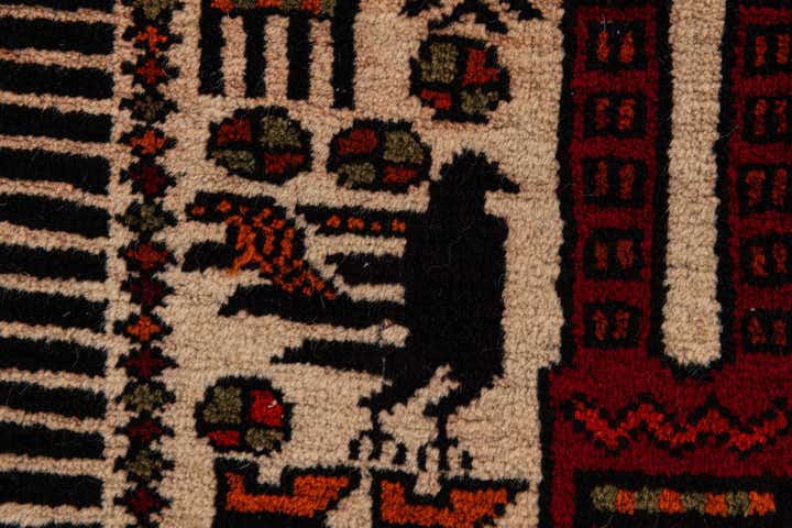 3' 9 x 7' 6 Hand Knotted Balouch Persian Wool Runner Rug