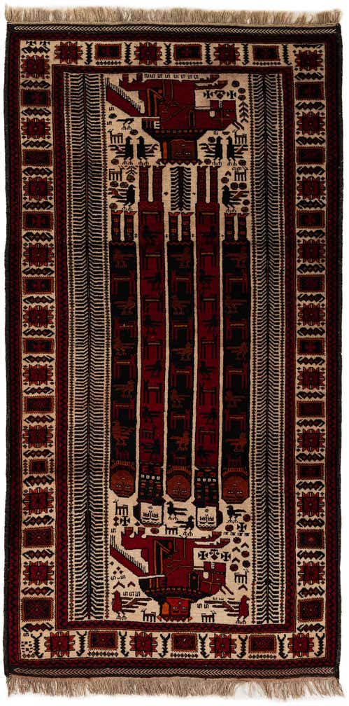 3' 9 x 7' 6 Hand Knotted Balouch Persian Wool Runner Rug