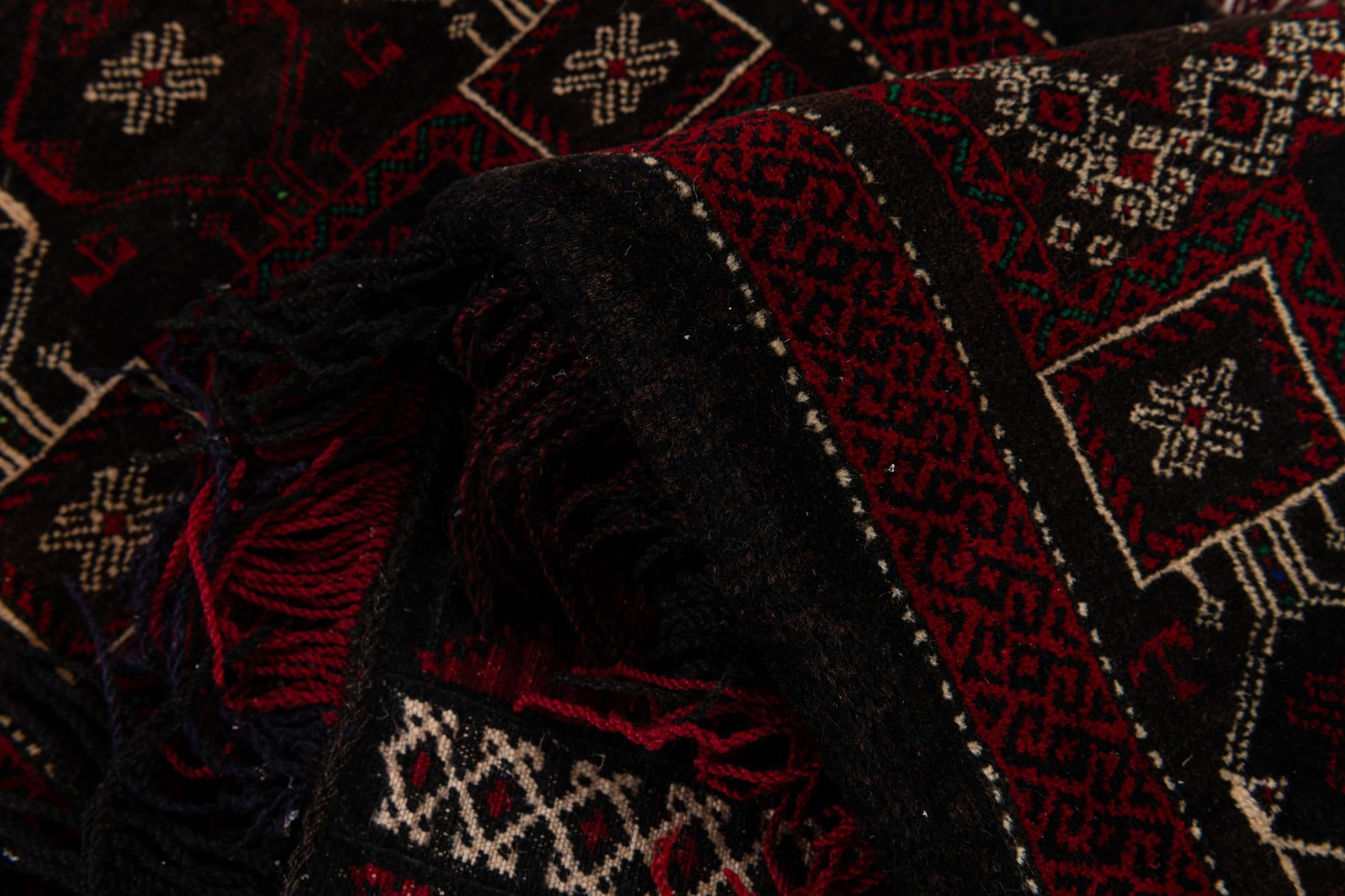 1' 6 x 4' Hand Knotted Balouch Persian Wool Runner Rug