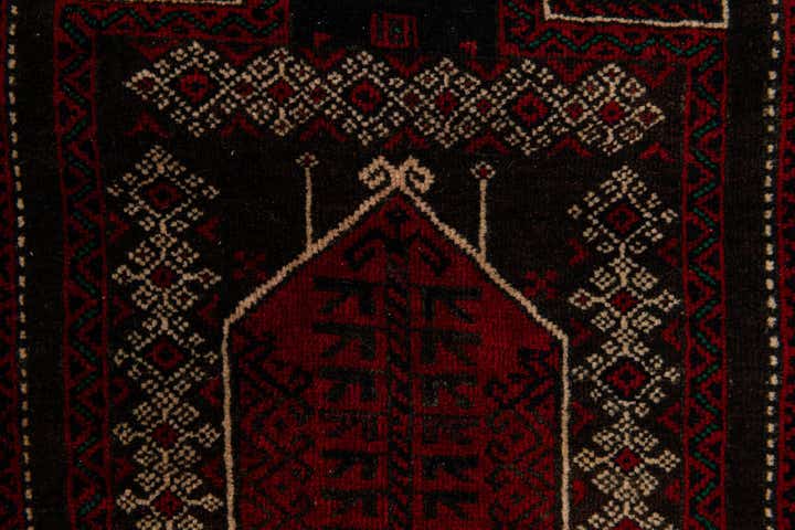 1' 6 x 4' Hand Knotted Balouch Persian Wool Runner Rug