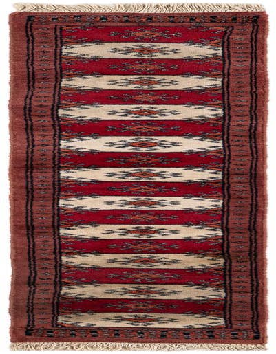 Detail image of 1' x 4' 10 Hand Knotted Bokhara Oriental Wool Runner Rug