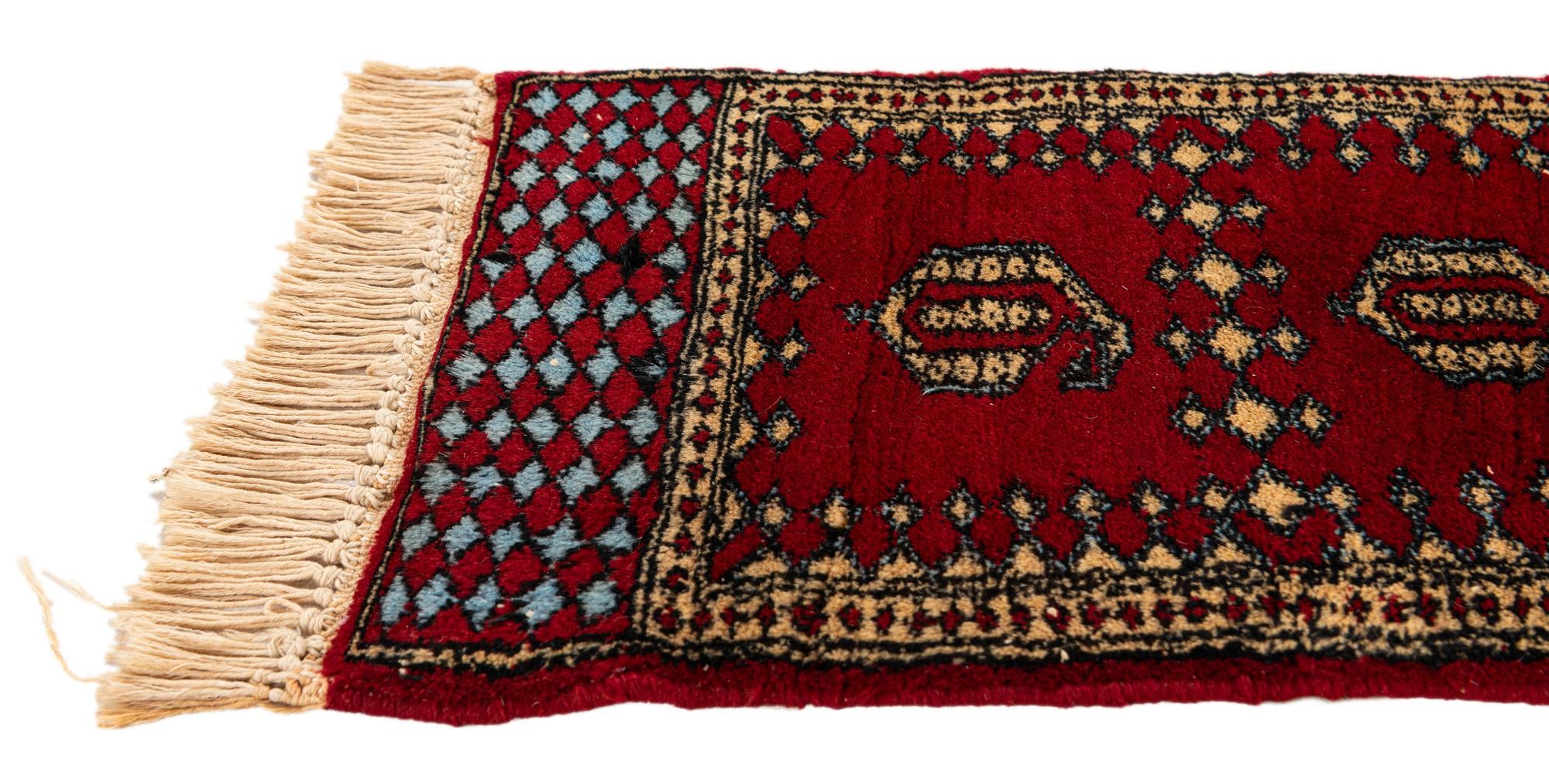 1' x 4' 5 Hand Knotted Bokhara Oriental Wool Runner Rug