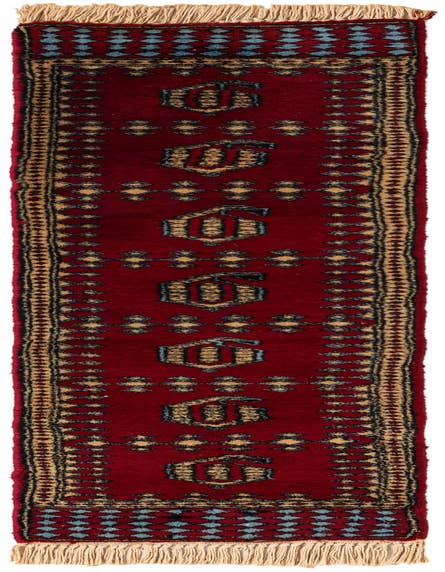Detail image of 1' x 4' 5 Hand Knotted Bokhara Oriental Wool Runner Rug